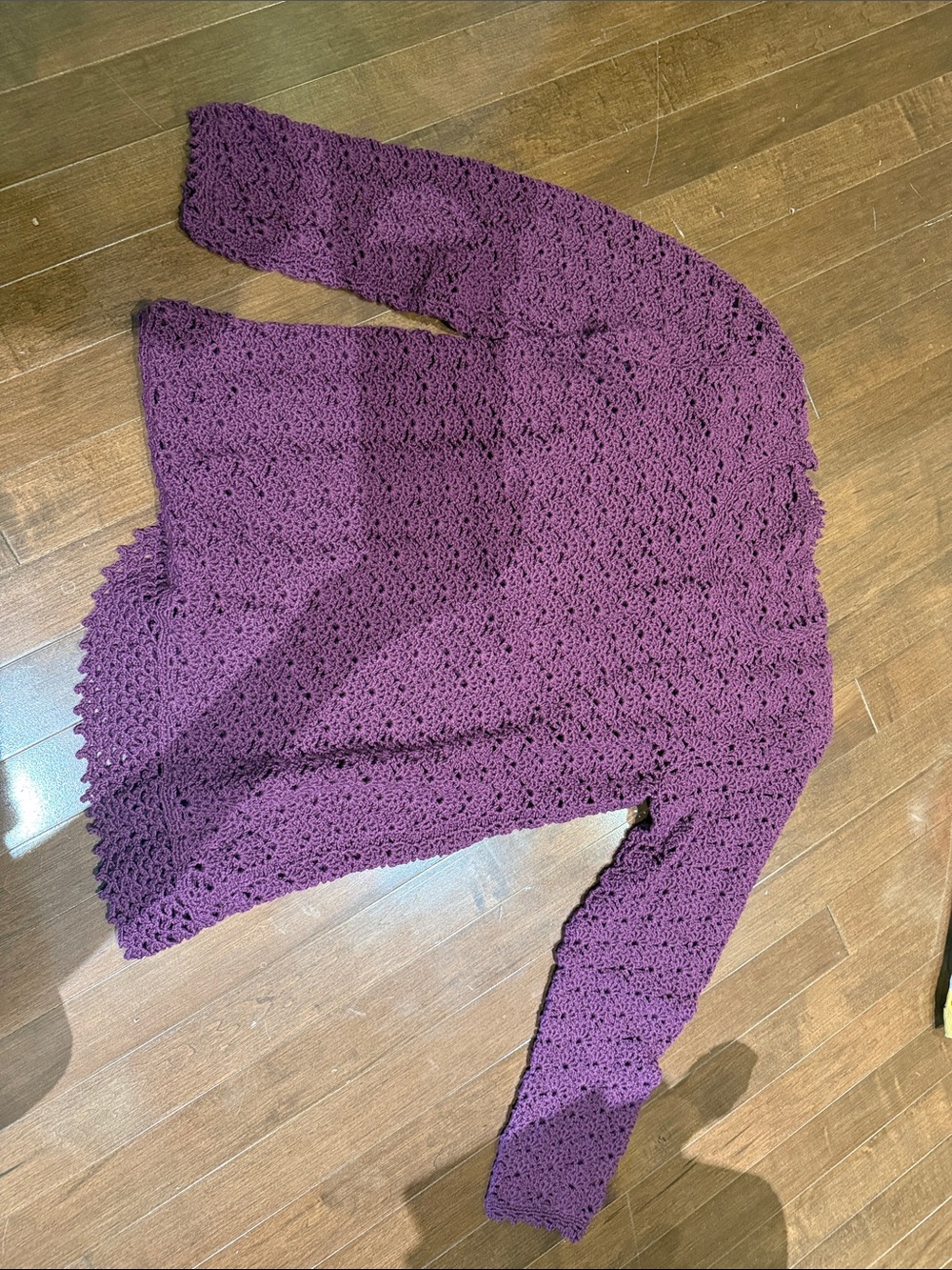 Purple Crochet Knit Women's Sweater handmade